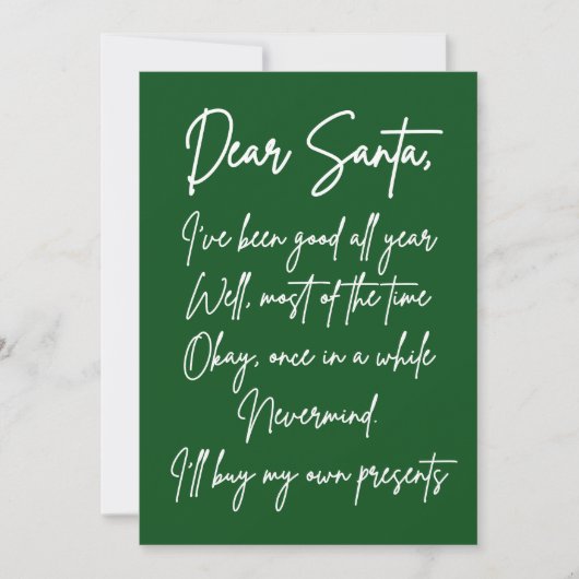 Lieber Weihnachten Ich kaufe mein eigenes Zeug Wei Karte (Vorderseite)