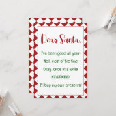 Lieber Weihnachten Ich kaufe mein eigenes Zeug Wei Karte (Vorderseite/Rückseite Beispiel)