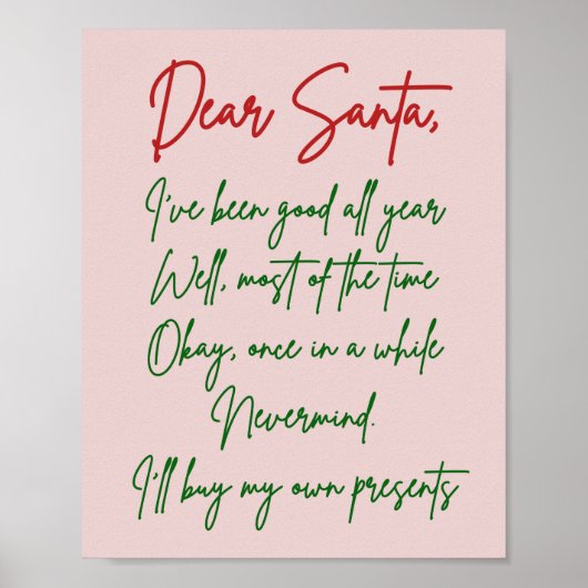 Lieber Weihnachten Ich kaufe mein eigenes Zeug Wei Poster (Vorne)