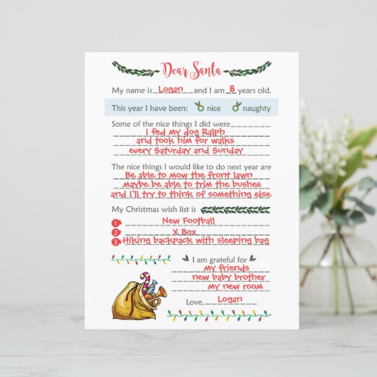 Lieber Weihnachtsbrief (Stehend Vorderseite)