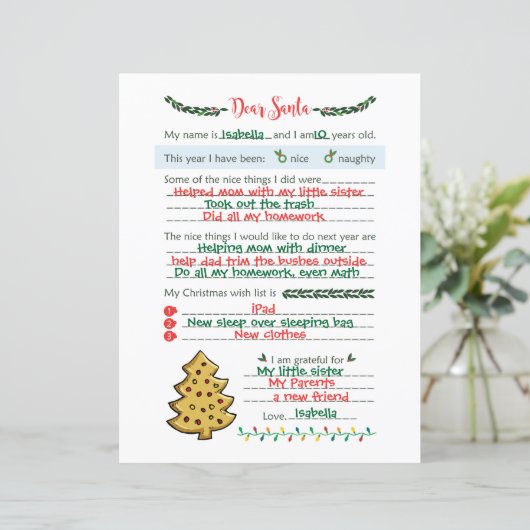 Lieber Weihnachtsbrief (Stehend Vorderseite)