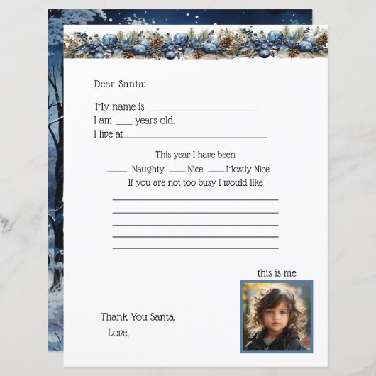 Lieber Weihnachtsbrief, Foto für dein Kind hinzufü (Vorne/Hinten)