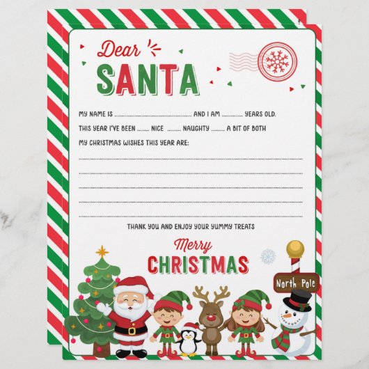 Lieber Weihnachtsbrief, Wunschliste für Kinder (Vorne/Hinten)