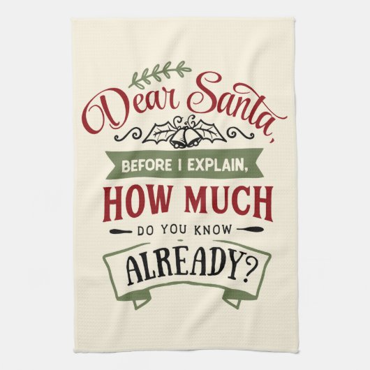 Lieber Weihnachtsmann, bevor ich das Weihnachtsang Geschirrtuch (Vertikal)