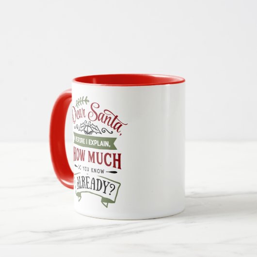 Lieber Weihnachtsmann, bevor ich das Weihnachtsang Tasse (Vorderseite Links)