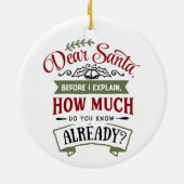 Lieber Weihnachtsmann, bevor ich ein lustiges Weih Keramik Ornament (Hinten)