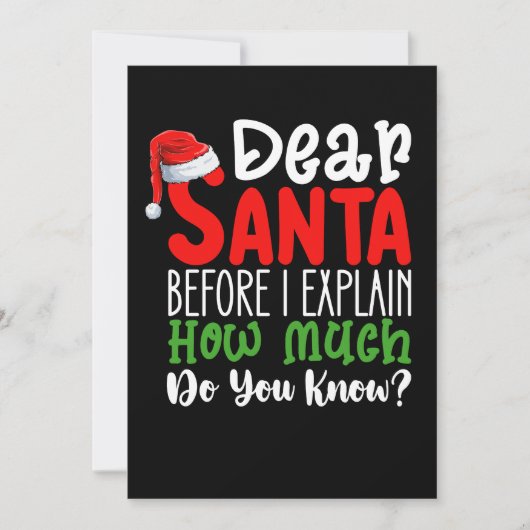 Lieber Weihnachtsmann, bevor ich erkläre, wie viel Einladung (Vorderseite)