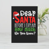 Lieber Weihnachtsmann, bevor ich erkläre, wie viel Einladung (Stehend Vorderseite)