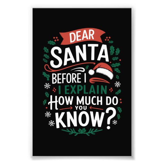 Lieber Weihnachtsmann, bevor ich erkläre, wie viel Fotodruck (Vorne)