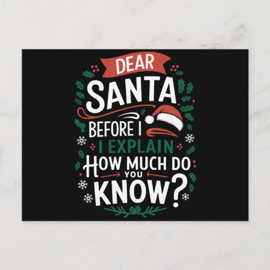 Lieber Weihnachtsmann, bevor ich erkläre, wie viel Postkarte (Vorderseite)