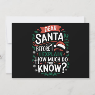 Lieber Weihnachtsmann, bevor ich es erkläre, wie v Feiertagskarte