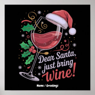 Lieber Weihnachtsmann Bring Wein Lustiges Weihnach Poster
