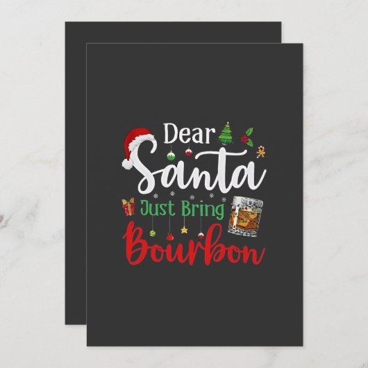 Lieber Weihnachtsmann bringen Bourbon trinken Weih Einladung (Vorne/Hinten)