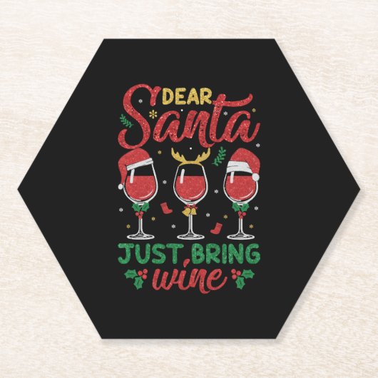 Lieber Weihnachtsmann bringen Wein Untersetzer (Vorderseite)