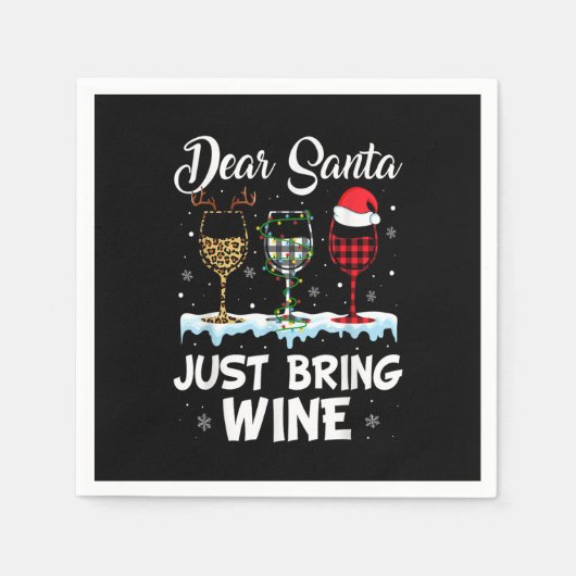 Lieber Weihnachtsmann bringen Weinleopard Weihnach Serviette (Vorderseite)