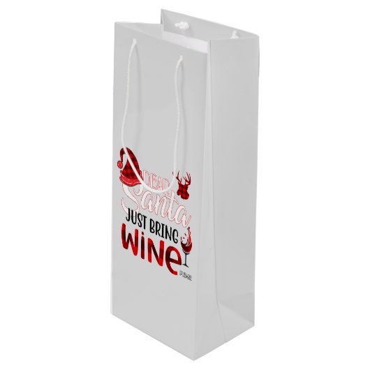 Lieber Weihnachtsmann bringt einfach Weinstopper Geschenktüte Für Weinflaschen (Vorderseite Schrägansicht)