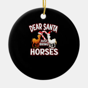 Lieber Weihnachtsmann bringt Pferde Keramik Ornament