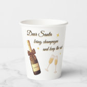 Lieber Weihnachtsmann Champagner-Design Pappbecher (Rückseite)