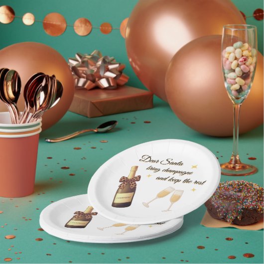 Lieber Weihnachtsmann Champagner Design Pappteller (Multi)