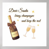 Lieber Weihnachtsmann Champagner-Design Poster (Vorne)