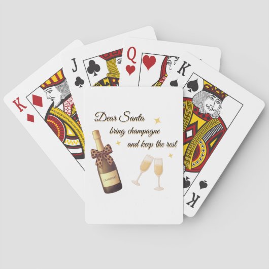 Lieber Weihnachtsmann Champagner-Design Spielkarten (Rückseite)