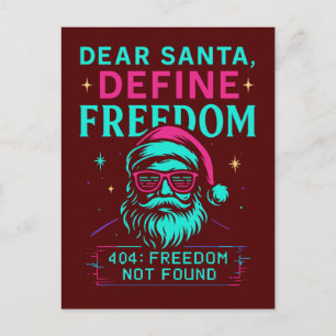 Lieber Weihnachtsmann, definiere Freiheit Retro-De Postkarte