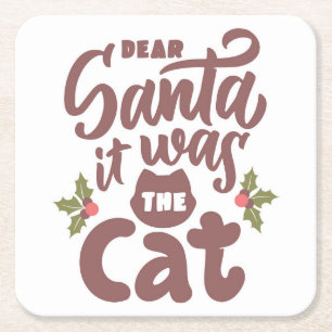 Lieber Weihnachtsmann, es war das Katzendesign Rechteckiger Pappuntersetzer