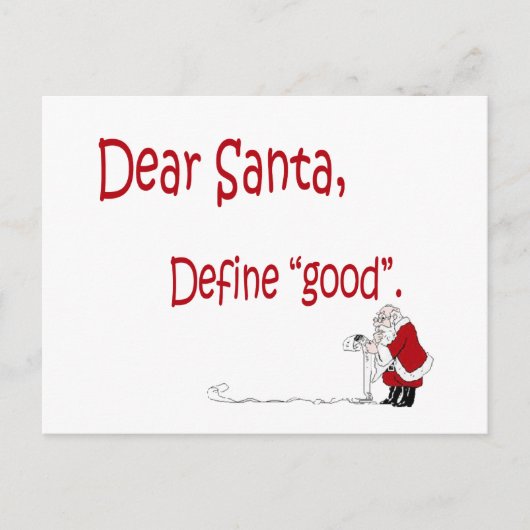 Lieber Weihnachtsmann... gut definieren? Feiertagspostkarte (Vorderseite)