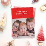 Lieber Weihnachtsmann, gut definieren. Niedliches  Feiertagskarte<br><div class="desc">Diese niedliche, lustige Urlaubsfotokarte weist einen festlich roten Hintergrund auf, ist ganz in Weiß gehalten und bietet ein Foto mit Single. Der Gruß lautet "Lieber Weihnachten, definiere Gut." Dieses Design wäre auch perfekt für eine Tierkarte, aber auch gut geeignet für schelhafte Erwachsene! Der Backer verfügt über einen einfachen roten und...</div>