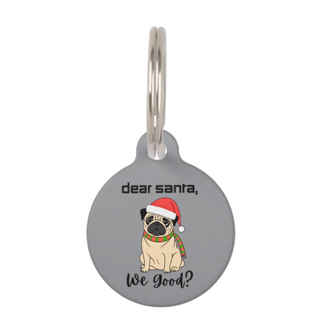 Lieber Weihnachtsmann, gut? Mops Haustiermarke (Vorderseite)