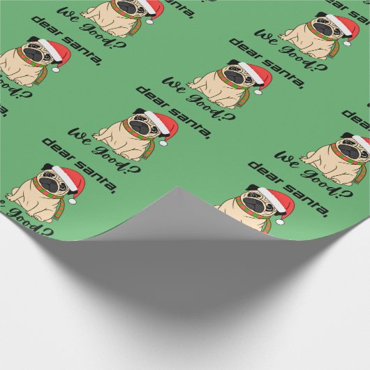 Lieber Weihnachtsmann, gut? Mops Weihnachtswackelp Geschenkpapier (Ecke)