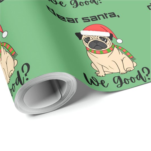 Lieber Weihnachtsmann, gut? Mops Weihnachtswackelp Geschenkpapier (Rolleneckpunkt)