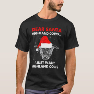 Lieber Weihnachtsmann Highland-Rinder Ich will nur T-Shirt