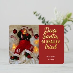 Lieber Weihnachtsmann, ich habe mich wirklich bemü Folien Feiertagskarte