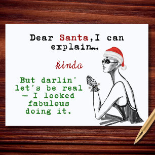Lieber Weihnachtsmann, ich kann es erklären, lusti Feiertagskarte