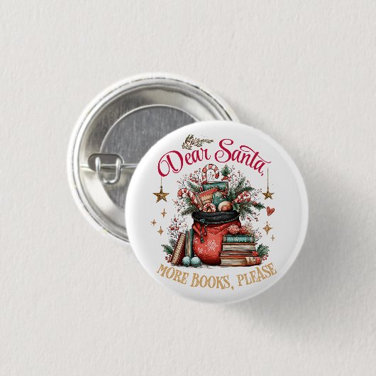 Lieber Weihnachtsmann, Mehr Bücher Bitte Button (Vorne & Hinten)