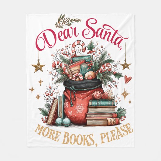 Lieber Weihnachtsmann, mehr Bücher bitte  Fleecedecke (Vorderseite)