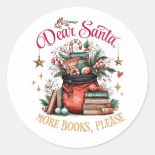Lieber Weihnachtsmann, Mehr Bücher Bitte Runder Aufkleber