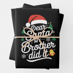 Lieber Weihnachtsmann, mein Bruder hat es getan, l Geschenkpapier Set