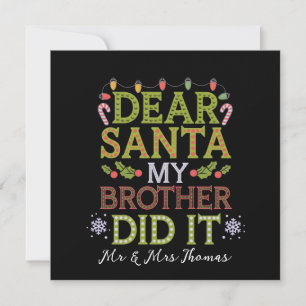 Lieber Weihnachtsmann, mein Bruder hat Weihnachten Einladung