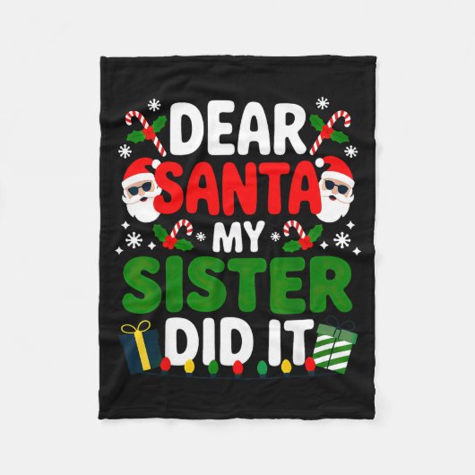 Lieber Weihnachtsmann, meine Schwester hat es geta Fleecedecke (Vorderseite)