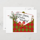 Lieber Weihnachtsmann...Naughty definieren Feiertagspostkarte (Vorne/Hinten)