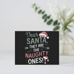 Lieber Weihnachtsmann, sie sind die unartigen, Wei Feiertagspostkarte