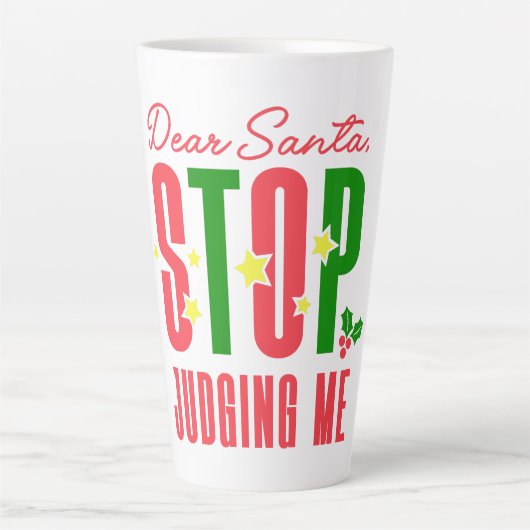 Lieber Weihnachtsmann soll mich beurteilen Milchtasse (Vorderseite)