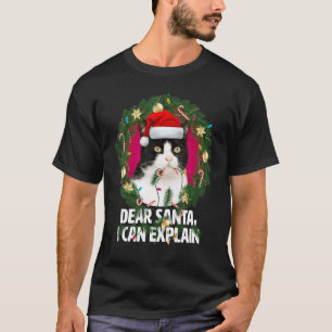 Lieber Weihnachtsmann Süße Schwarz Weiß Katze Unar T-Shirt