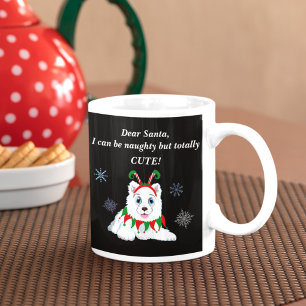 Lieber Weihnachtsmann, unartiger Samojede mit Elf- Kaffeetasse