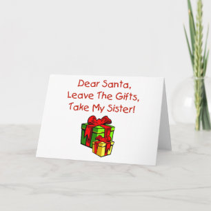 Lieber Weihnachtsmann, Verlass die Geschenke, nimm Feiertagskarte