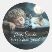 Lieber Weihnachtsmann Wir waren ein gutes Foto für Runder Aufkleber (Vorderseite)