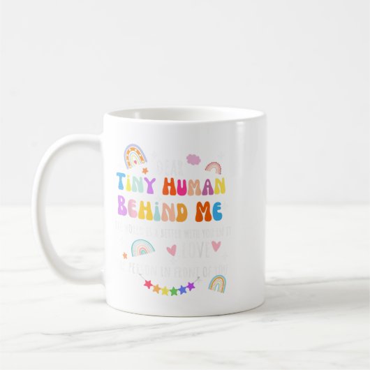 Lieber winzig Mensch hinter mir, lustige Lehrer El Kaffeetasse (Links)