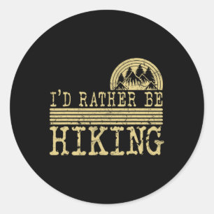 Lieber würde ich mit Vintage-Berggrafik wandern Runder Aufkleber